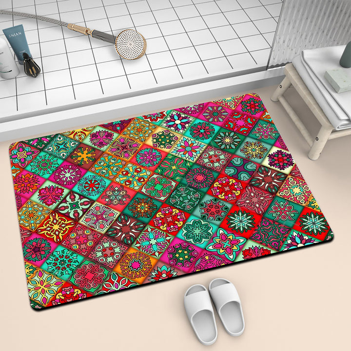 Colorful Geometric Pattern Bath Mat