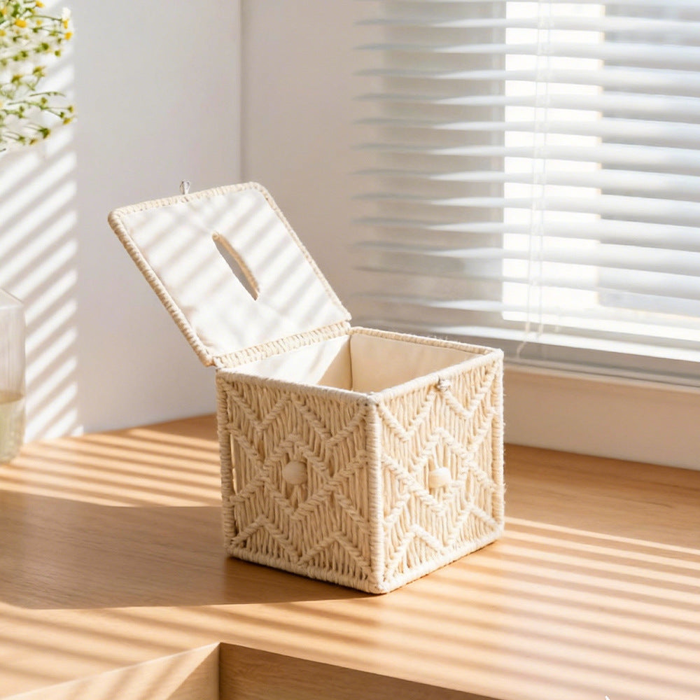 Macrame storage box