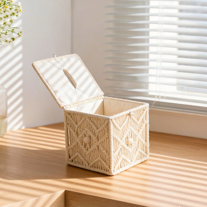 Macrame storage box