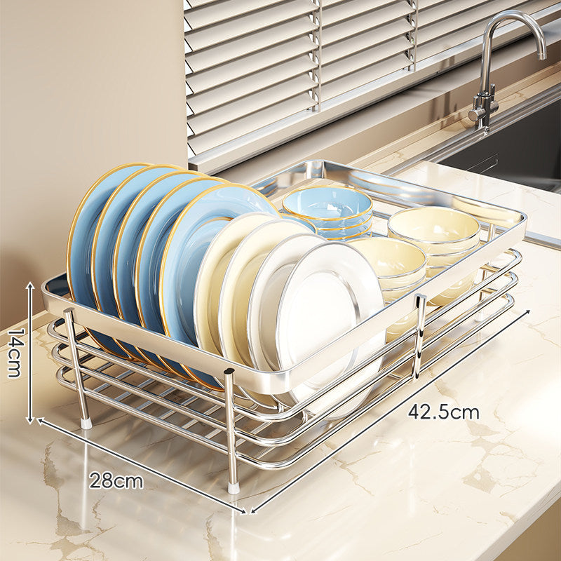 Stainless Steel Plate and Bowl Drying Rack with Removable Drip Tray