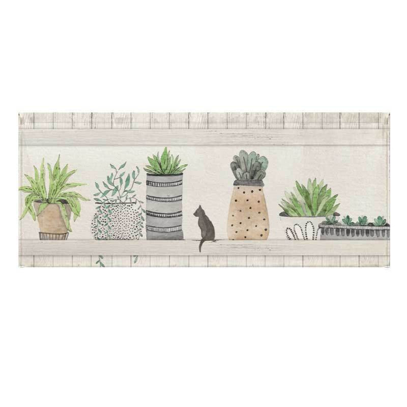 Printed Succulent Watercolor Runner Rug Mat for Kitchen and Entry