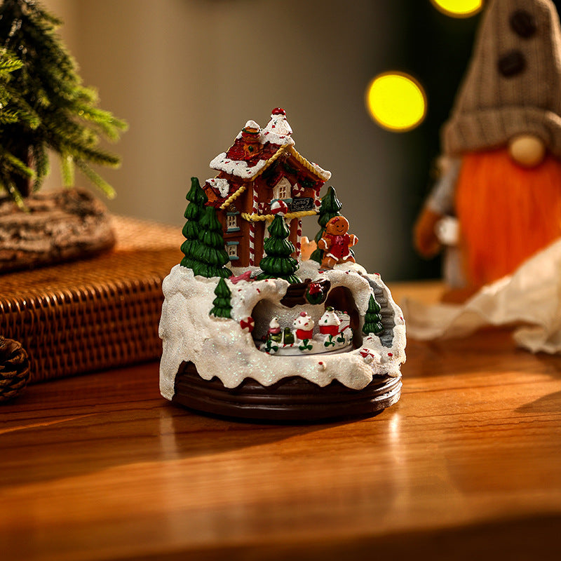 Illuminated Christmas village scene with winter design