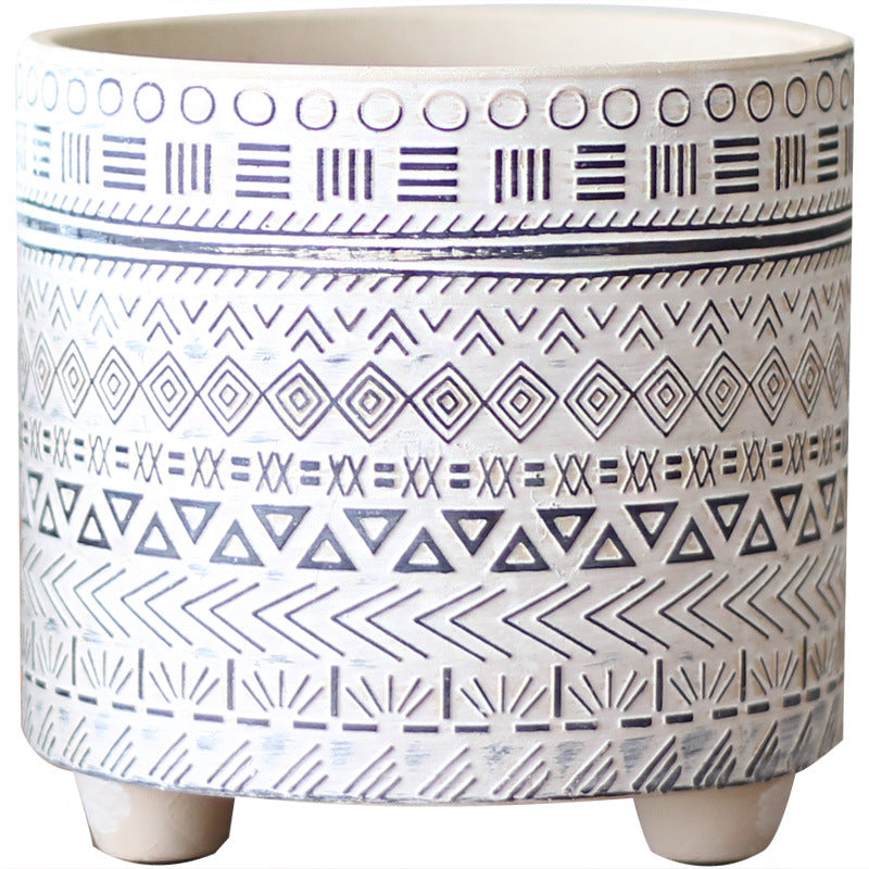 Decorative plant pot with geometric pattern