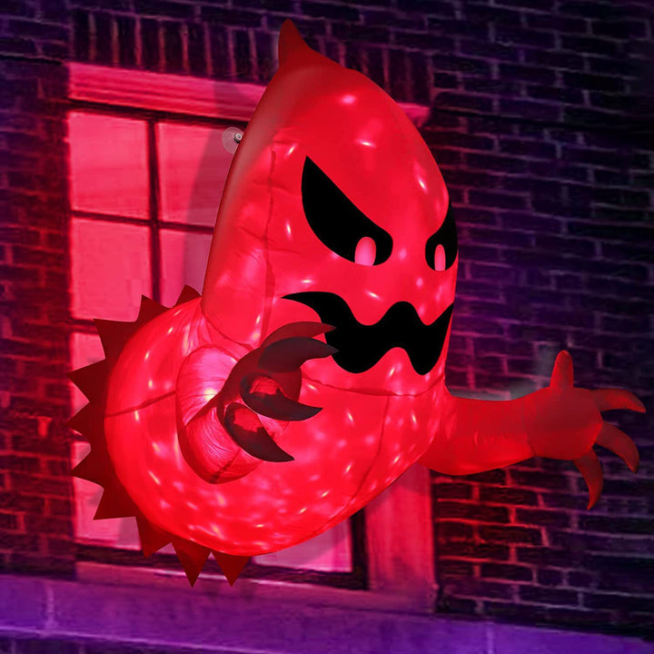 Inflatable hanging Halloween ghost window decoration with LED lights and suction cup holder