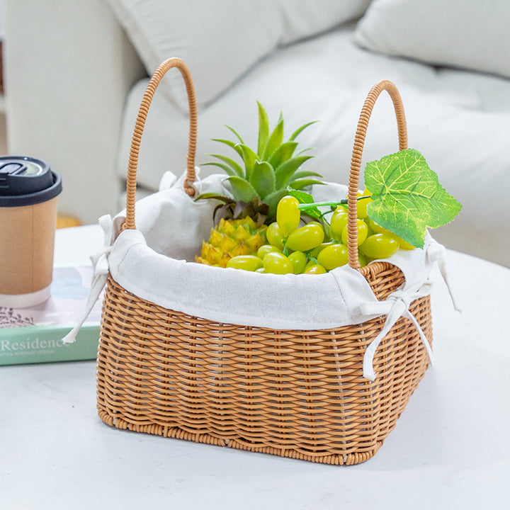 Handcrafted rattan basket with removable inner lining