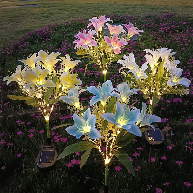 Outdoor Solar LED Glowing Lily Bouquet Plug Lights