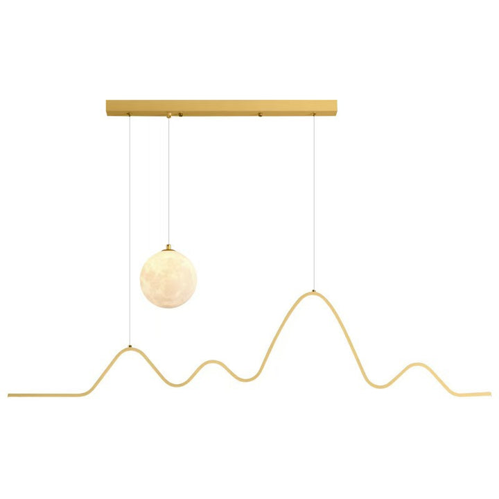 Contemporary Wave LED Pendant Light with Moon Globe Accent