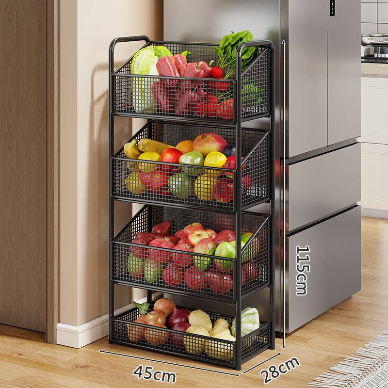 Stackable Five-Tier Metal Mesh Kitchen Pantry Organizer Rack