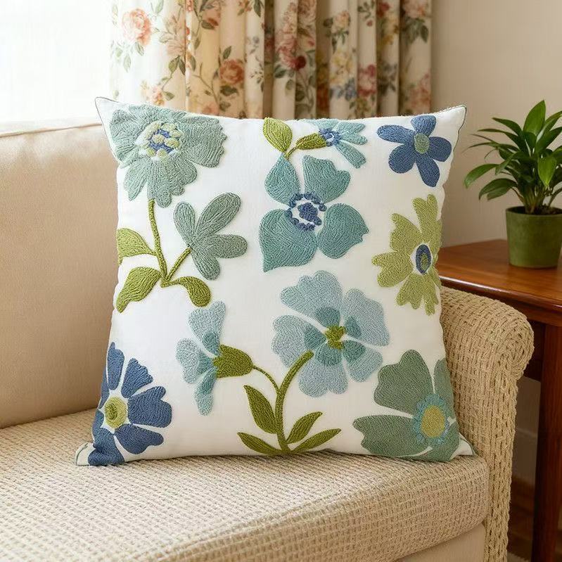 Embroidered Floral Cushion