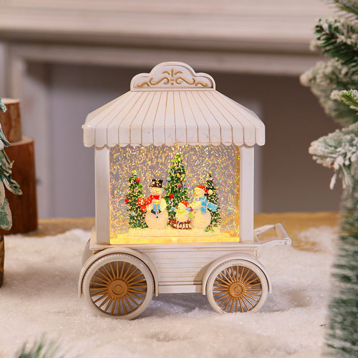 Decorative light lantern with snow globe