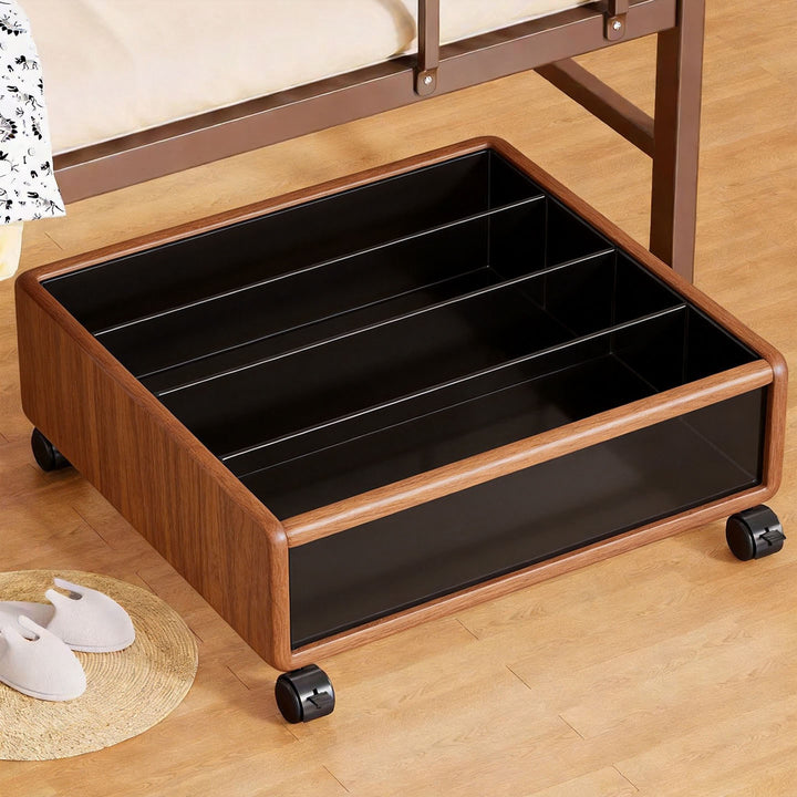 Low-Profile Under-Bed Metal Mesh Shoe Organizer with Divided Slots