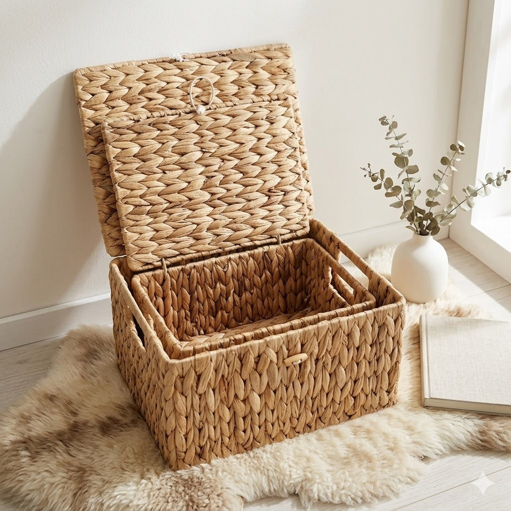 Handcrafted Storage Basket Made of Natural Materials