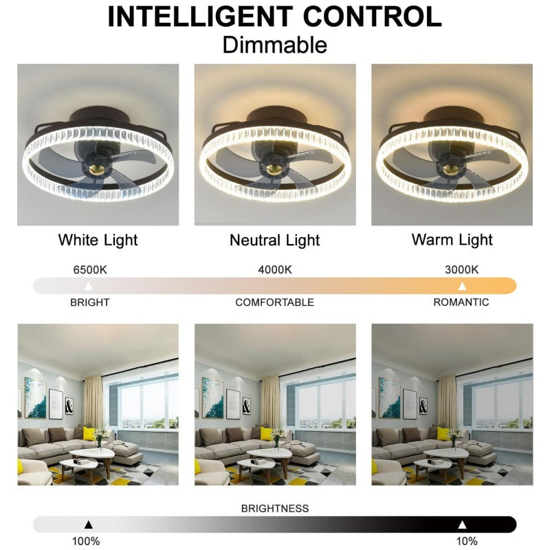 Modern Crystal Ring Ceiling Fan Light Fixture