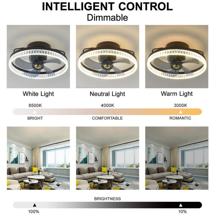 Modern Crystal Ring Ceiling Fan Light Fixture