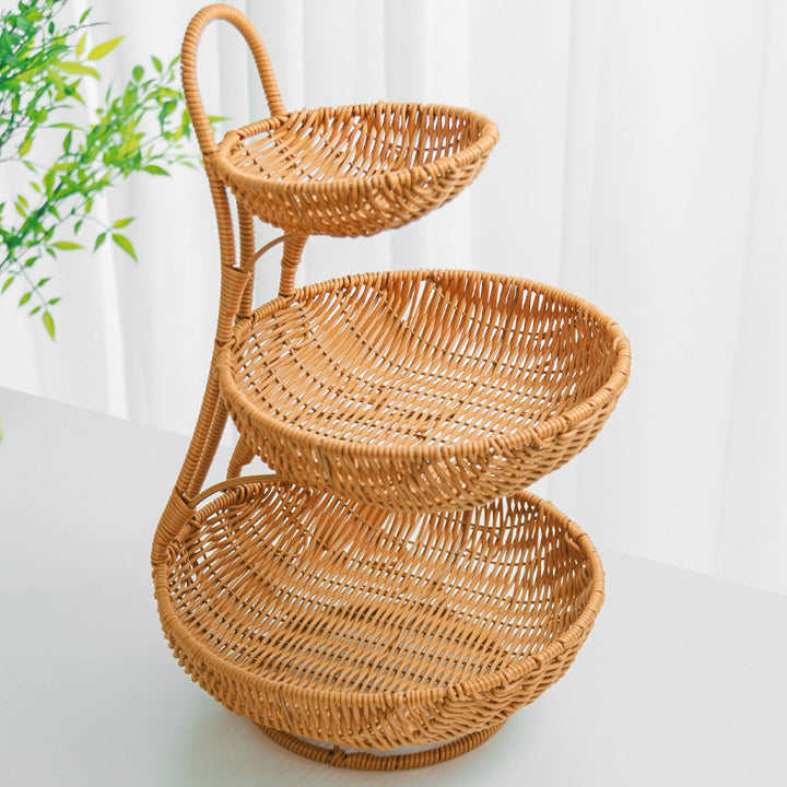 Multi-Tiered Wicker Display Stand