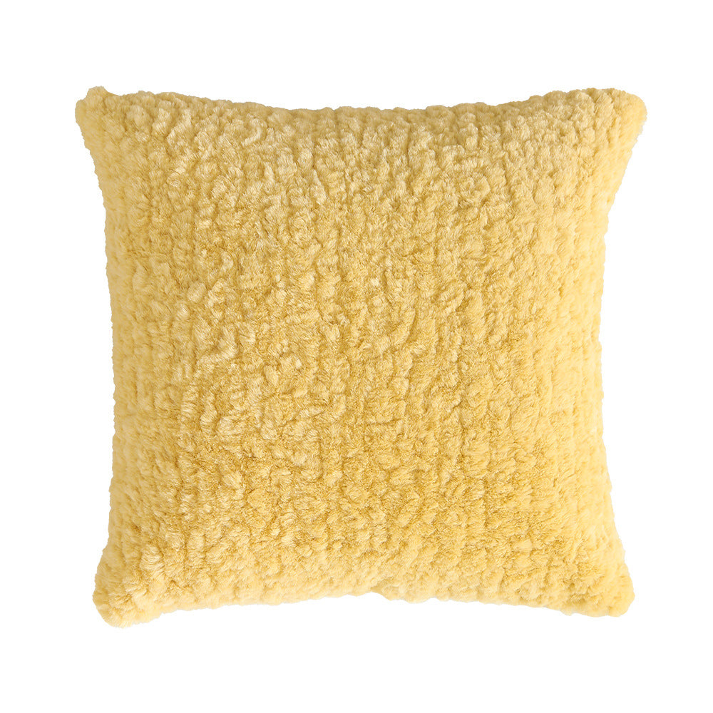 Modern decorative pillow in lambskin look with dense high pile structure