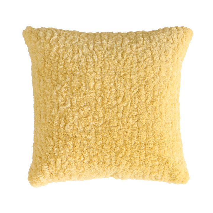 Modern decorative pillow in lambskin look with dense high pile structure