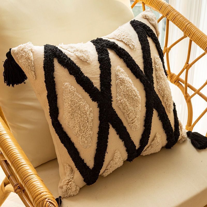 Geometric Textured Throw Pillow  1792736720