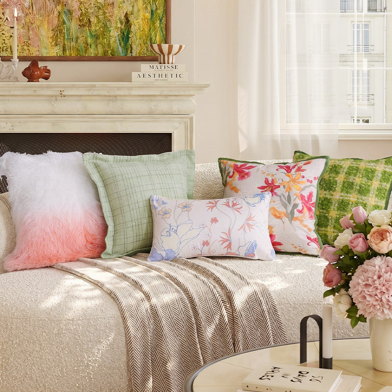 Elegant Ruffled Decorative Lumbar Pillow