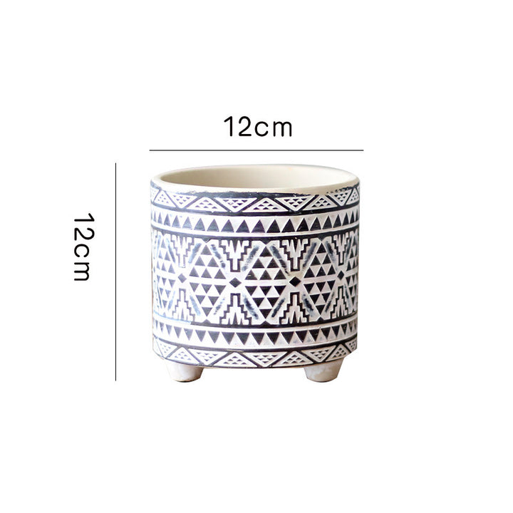 Decorative plant pot with geometric pattern