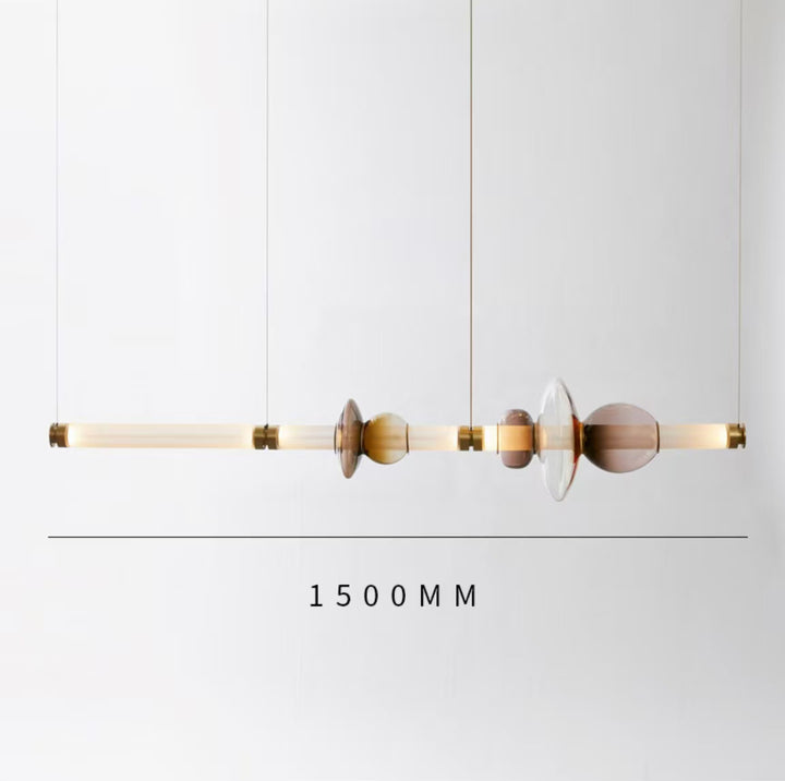 Modern glass and wood chandelier