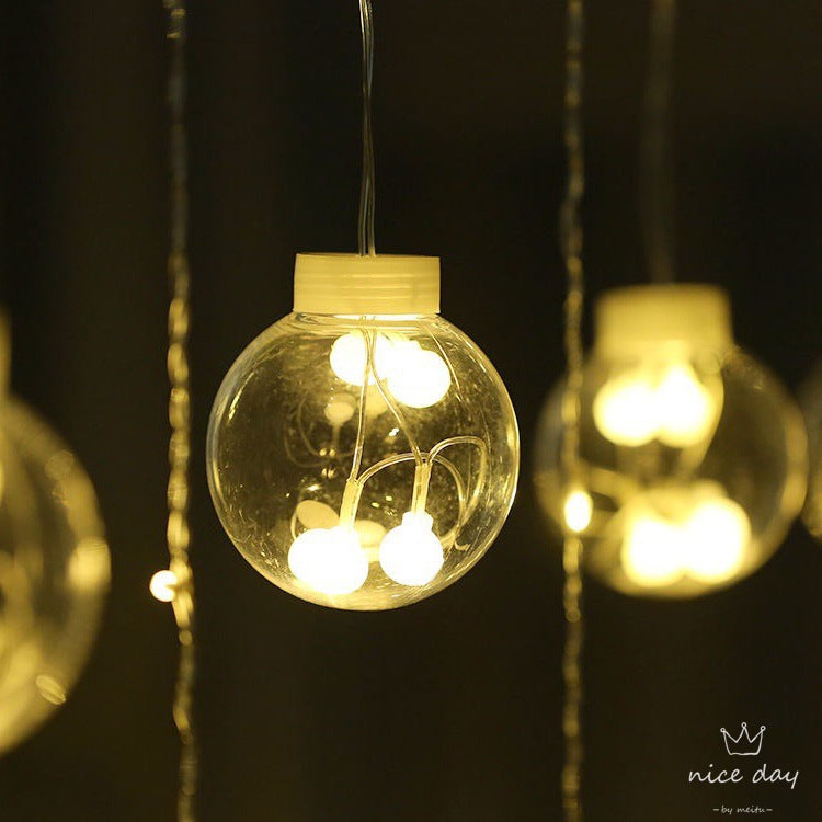 LED Acrylic Hanging Christmas Curtain Light Set with Reindeer Tree Bell and Star Ornaments
