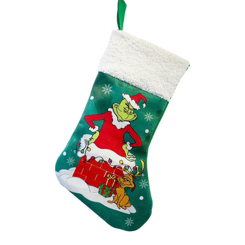 Funny Christmas stocking with Grinch motif