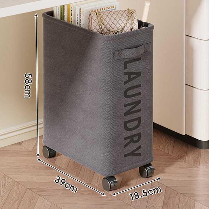 Double-Compartment Tall Rolling Fabric Laundry Hamper with Removable Liner and Smooth Casters