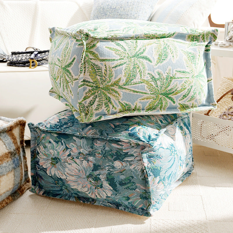 Floral Patterned Decorative Floor Pouf
