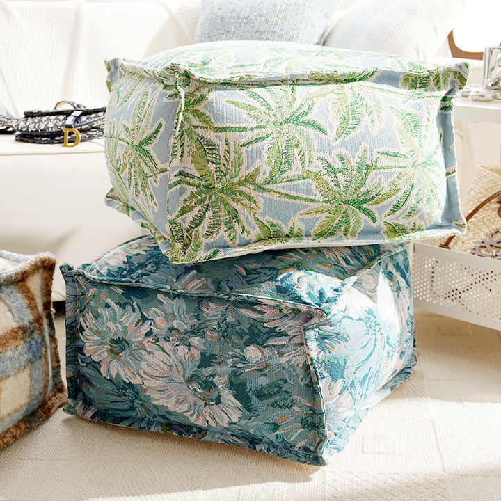 Floral Patterned Decorative Floor Pouf