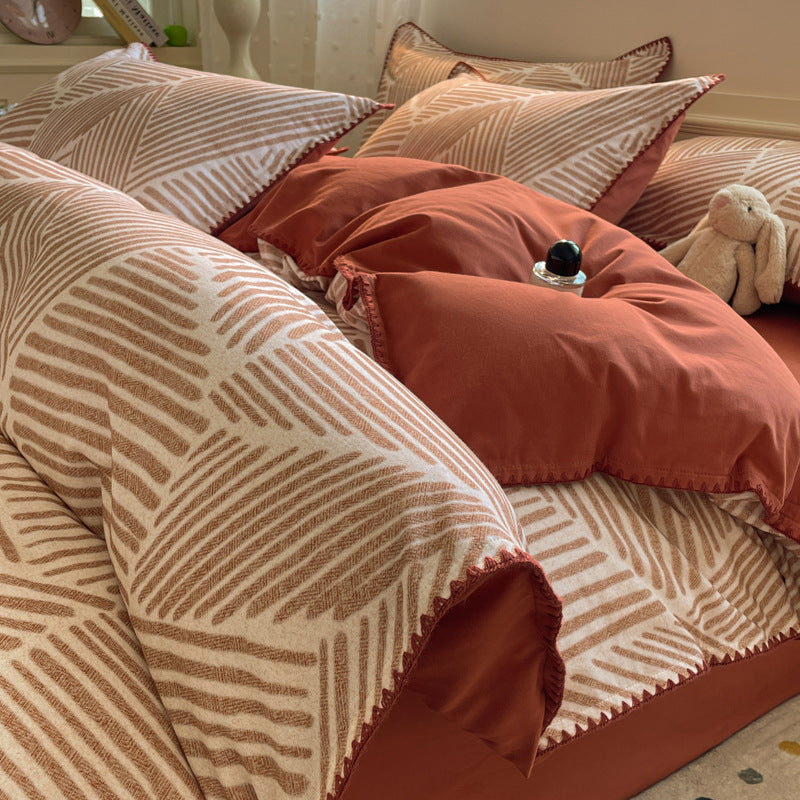 Textured Geometric Pattern Bedding Set