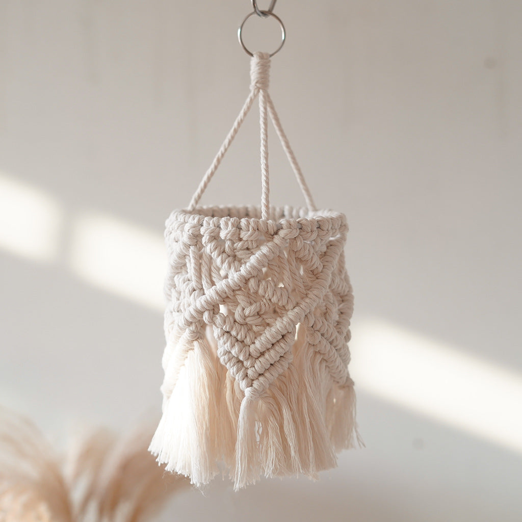Textured Macramé Hanging Light Fixture
