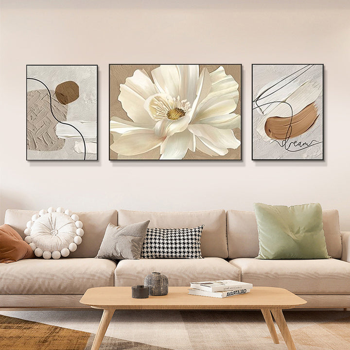Elegant Framed Abstract Floral Art Set