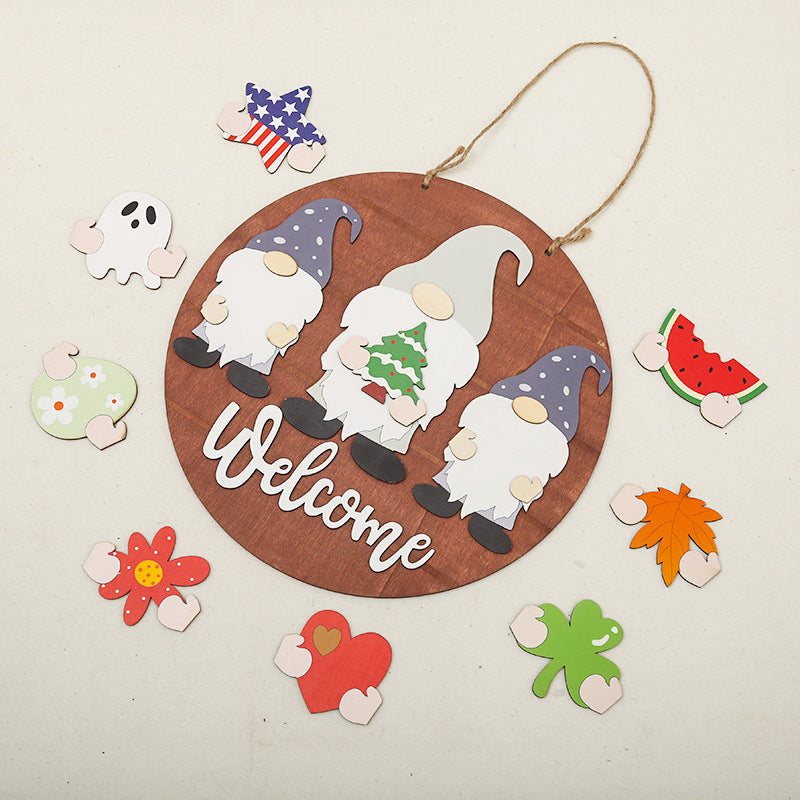 Decorative wooden sign with welcome message