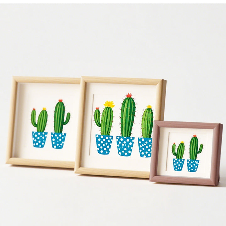 Stylish Cactus Illustration Wall Art Frame