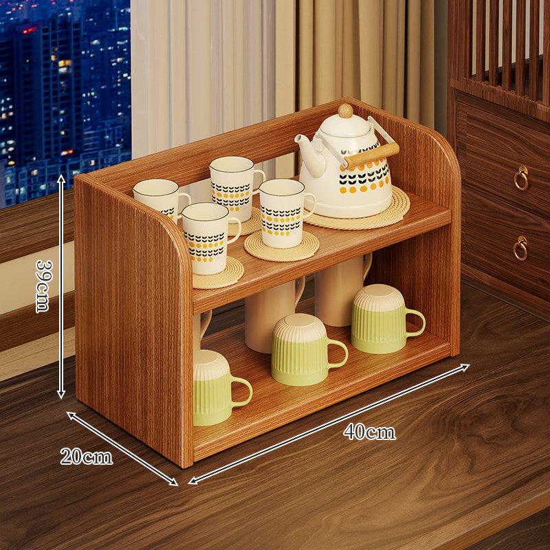 Three-Tier Wooden Cup and Mug Organizer Display Shelf for Countertop