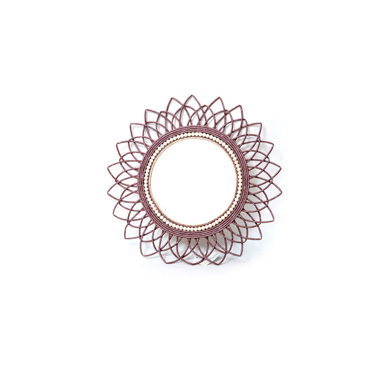 Wall mirror with elaborate macrame frame