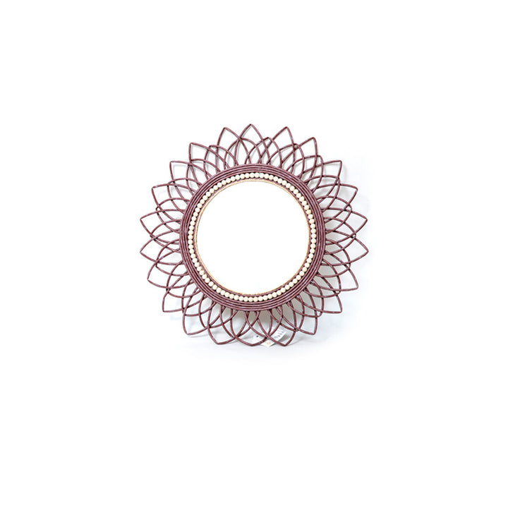 Wall mirror with elaborate macrame frame