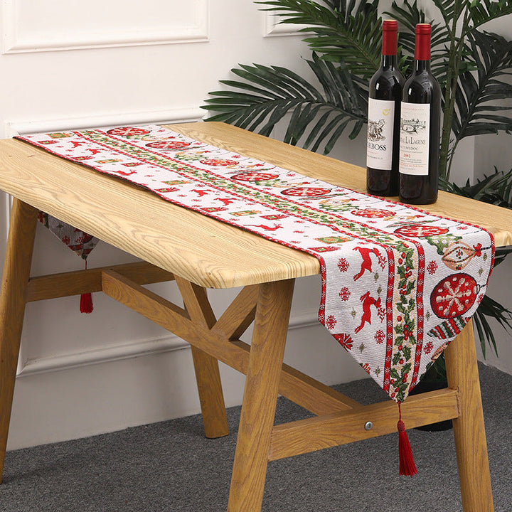 Festive table runner with reindeer motif