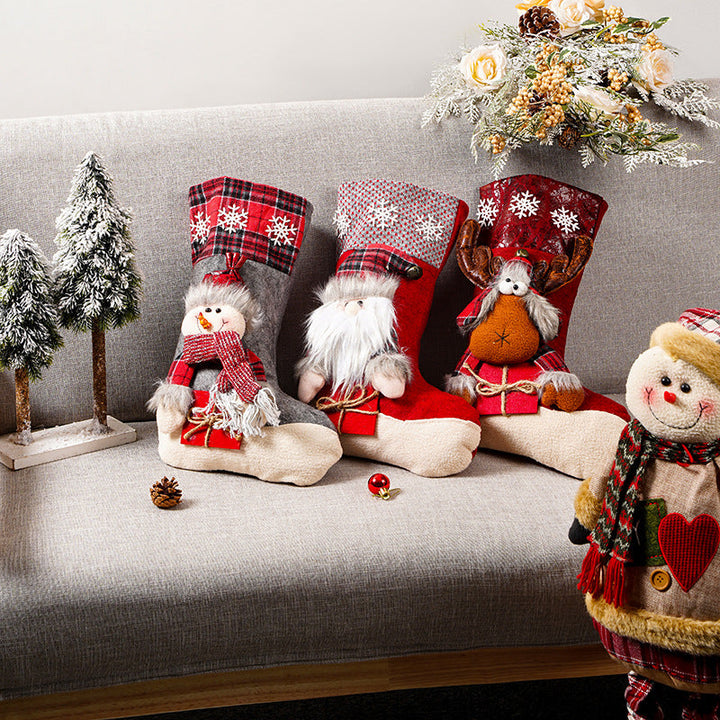 Festive Christmas stocking with reindeer motif
