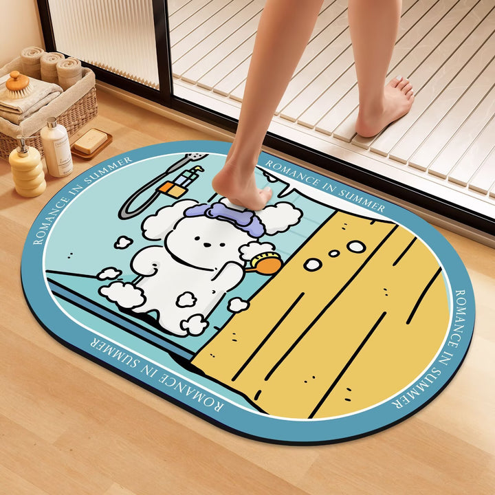 Playful Cartoon Dog Bath Mat