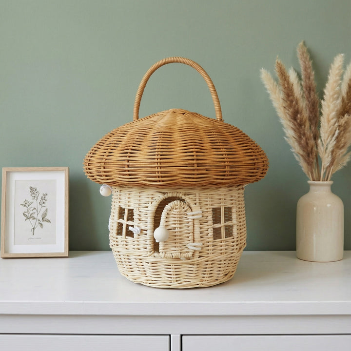 House-shaped storage basket