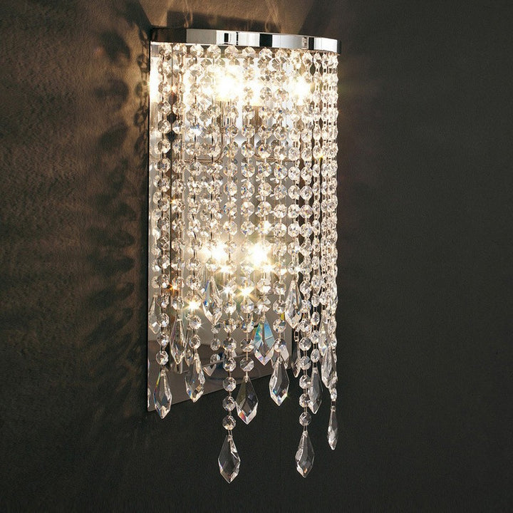 Crystal cascading wall light