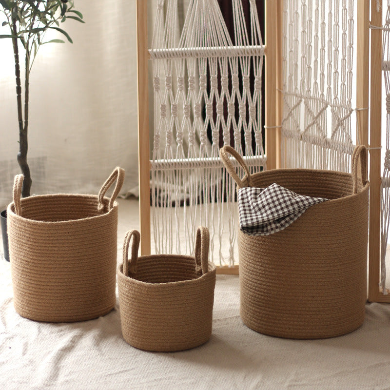 Handcrafted storage basket made of natural material