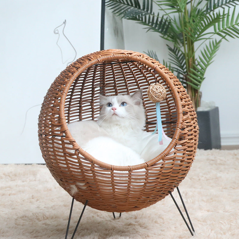 Cat Bed with Stylish Rattan Design