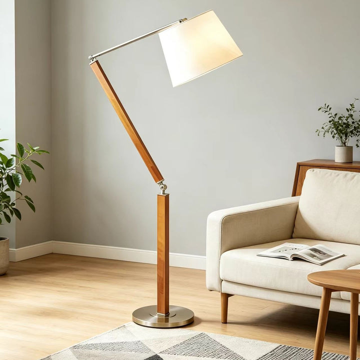 Adjustable wooden arch floor lamp