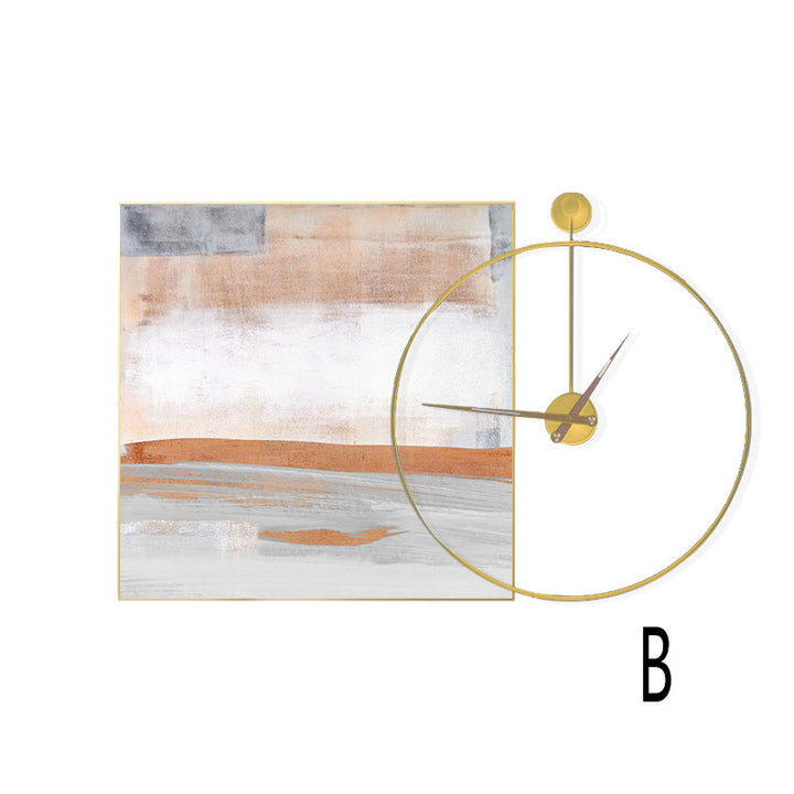 Artistic Wall Clock and Framed Abstract Artwork