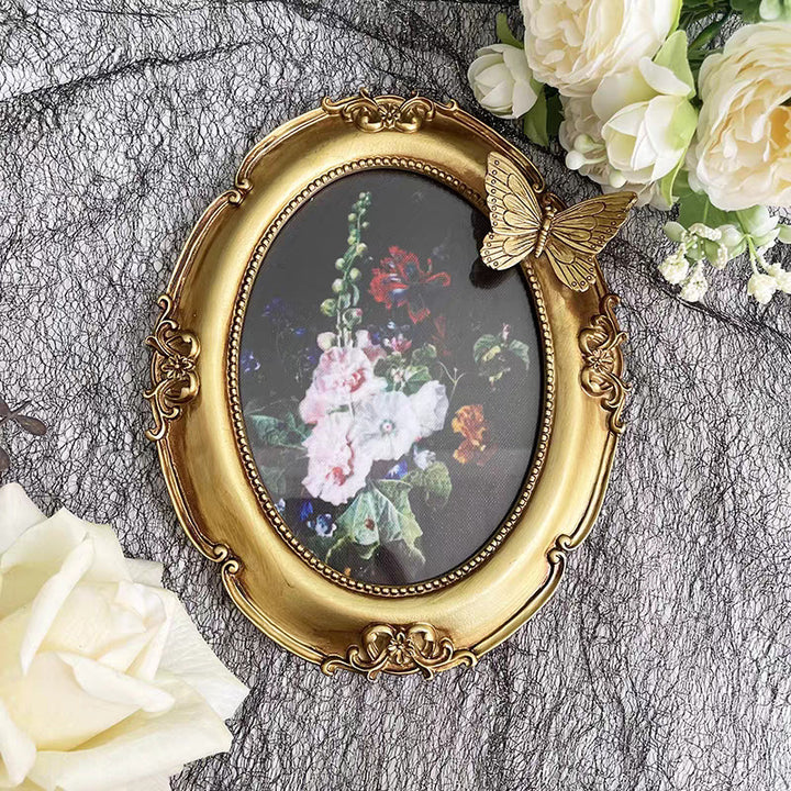 Elegant Oval Butterfly Picture Frame