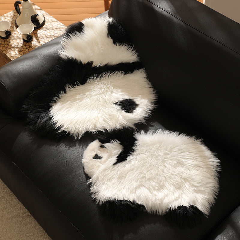 Plush cuddly pillow in sheep shape with dense artificial fur and soft polyester filling