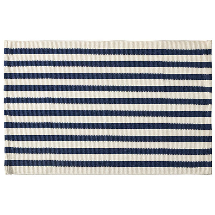 Flat woven runner for living and dining room with modern stripe pattern